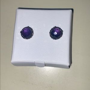 David yurman  Sterling silver purple amethyst backed with hematine: 8mm diameter
